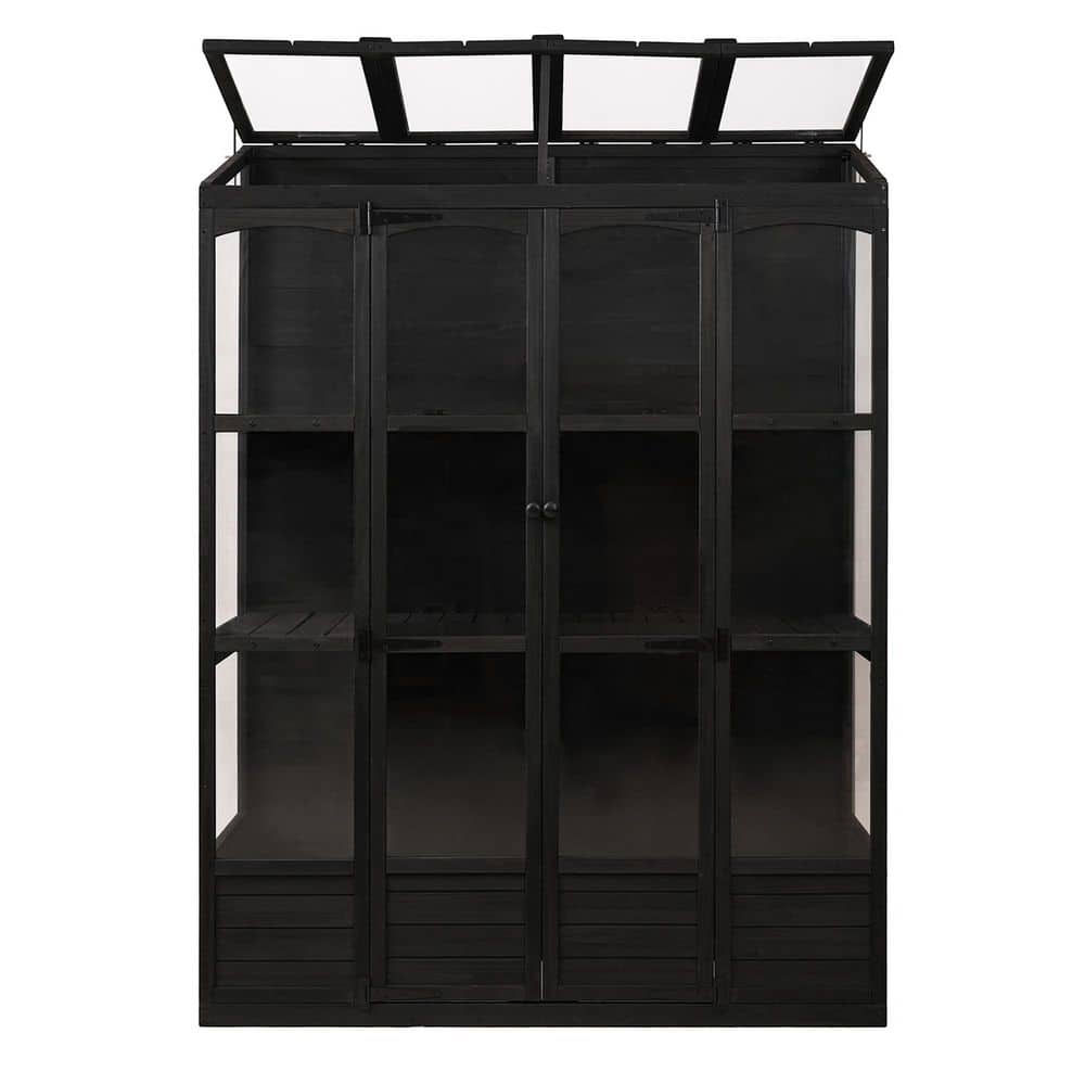 29.1 in. W x 57.9 in. D x 78.1 in. H Black Walk-in Greenhouse Cold Frame wi