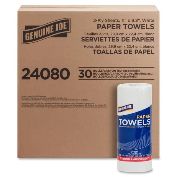 Genuine Joe Household Roll Paper Towels 2-Ply (80 Sheets per Roll