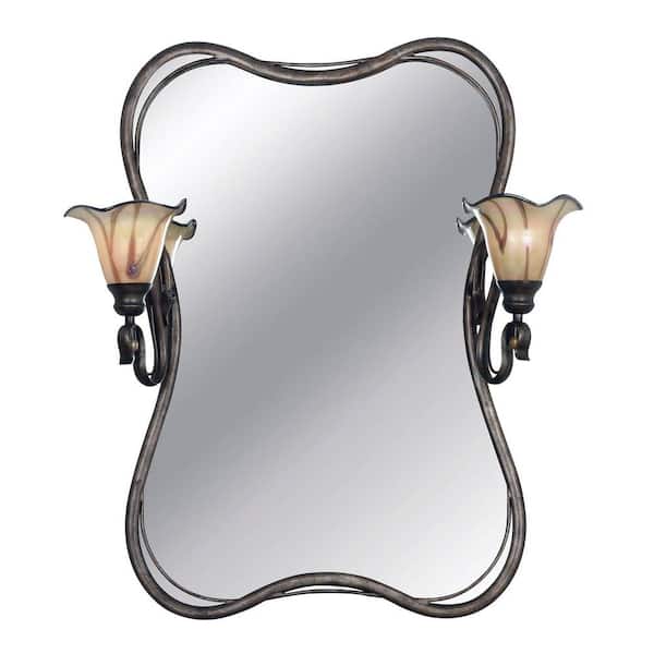 Kenroy Home Inverness 2-Light Tuscan Silver Vanity Light with Mirror