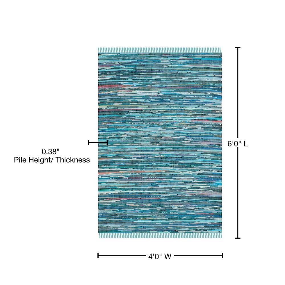 Blue Multicolor Handwoven Wool Cotton 4' x 6' Area Rug