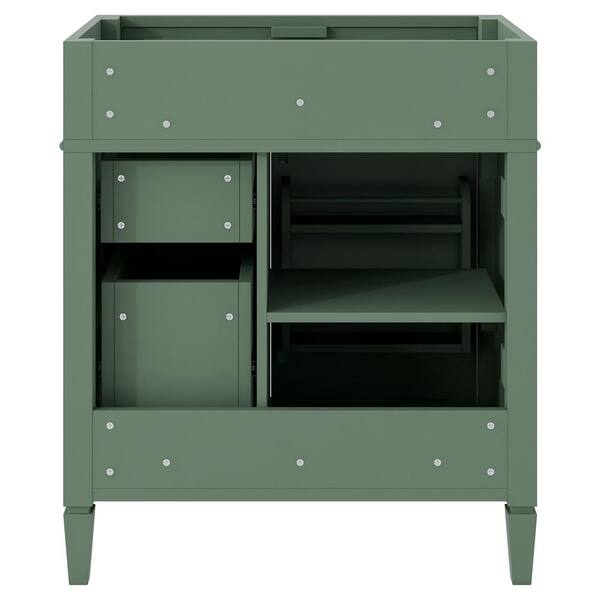 FUNKOL 29.3 x 17.87 x 33 In. White MDF Vertical Bath Cabinet with 3 Drawers and 1 Soft Close Door, Top Sink Not Included