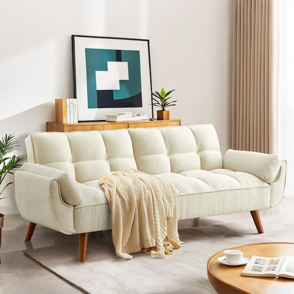 WONDER COMFORT Elegant 75 in. Beige Twin Size Sofa Bed Futon