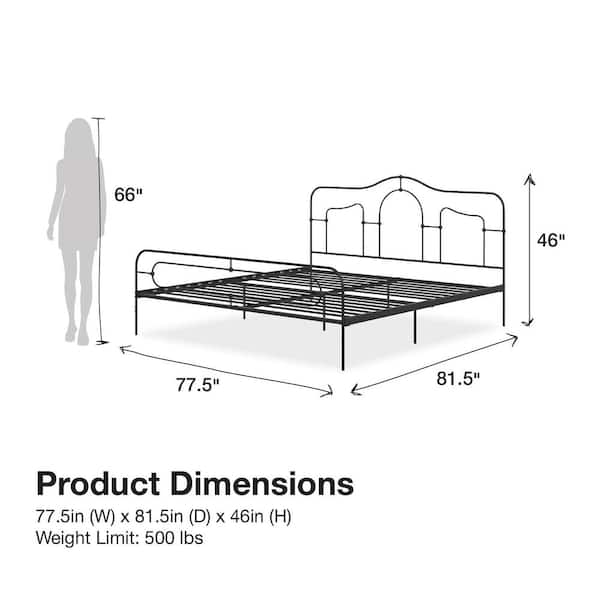 Mr Kate Primrose Black Metal King Size, What Is The Length Of A King Bed Frame