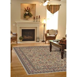 Jewel Sarouk Ivory 7 ft. x 9 ft. Area Rug