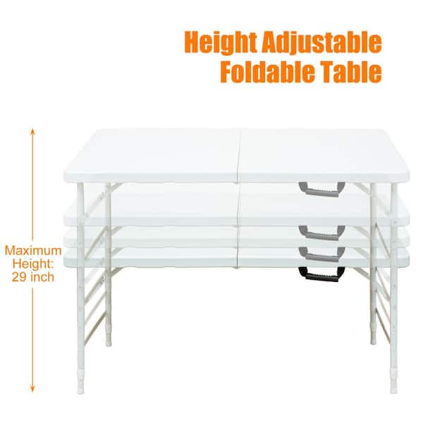 49 in. White Rectangle Stainless Steel Picnic Table 4ft 49 in. White Rectangle Stainless Steel Picnic Table 4ft