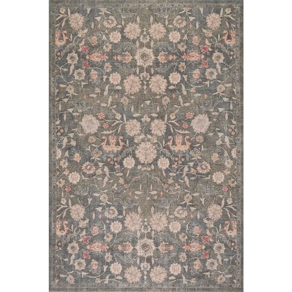Kwireh Traditional Floral and Paisley Green 7 ft. x 9 ft. Indoor Area Rug