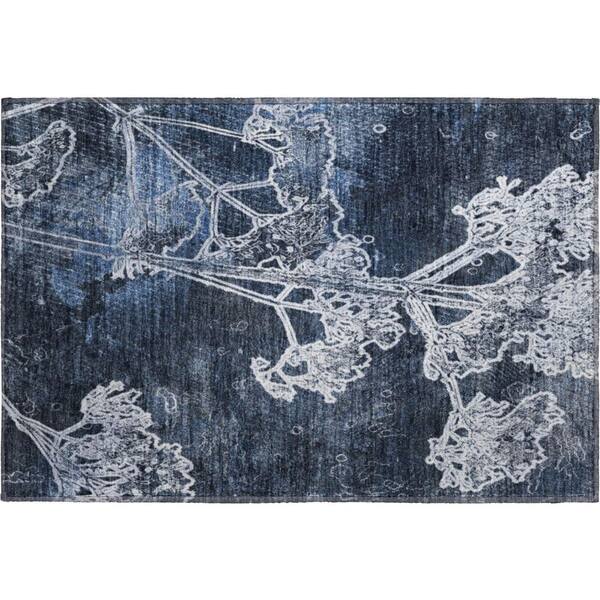 Mayfield Premium Machine Washable Abstract AMF2239 Navy 2 ft. x 3 ft. Accent Rug