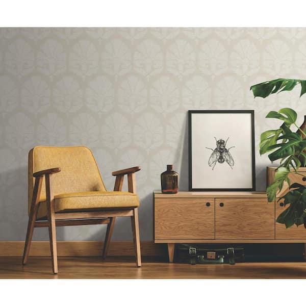 Ronald Redding Light Grey Ottoman Fans Matte Non-pasted Grasscloth Wallpaper 27 in. x 27 ft.