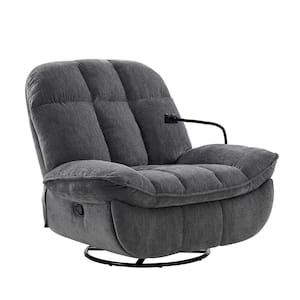 Pilar Modern Rock and Swivel Manual Recliner with Convenient Phone Holder and Supportive Backrest-Grey