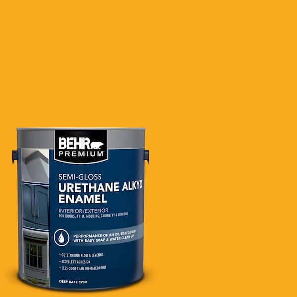 BEHR PREMIUM 1 gal. #P270-7 Sunny Side Up Urethane Alkyd Semi-Gloss Enamel Interior/Exterior Paint