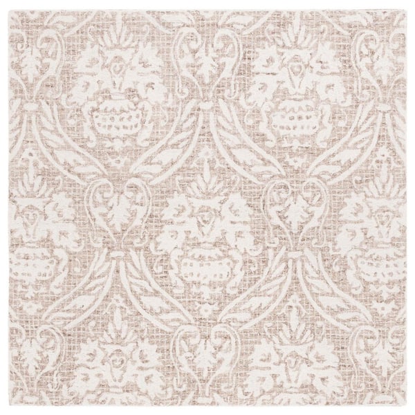 SAFAVIEH Abstract Ivory/Beige 6 ft. x 6 ft. Damask Square Area Rug