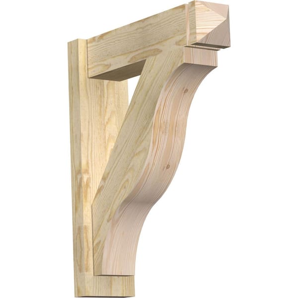 Ekena Millwork 6 in. x 26 in. x 22 in. Douglas Fir Fuston Arts and Crafts Rough Sawn Outlooker
