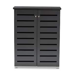 38.3 in. H x 30 in. W Gray Wood Shoe Storage Cabinet