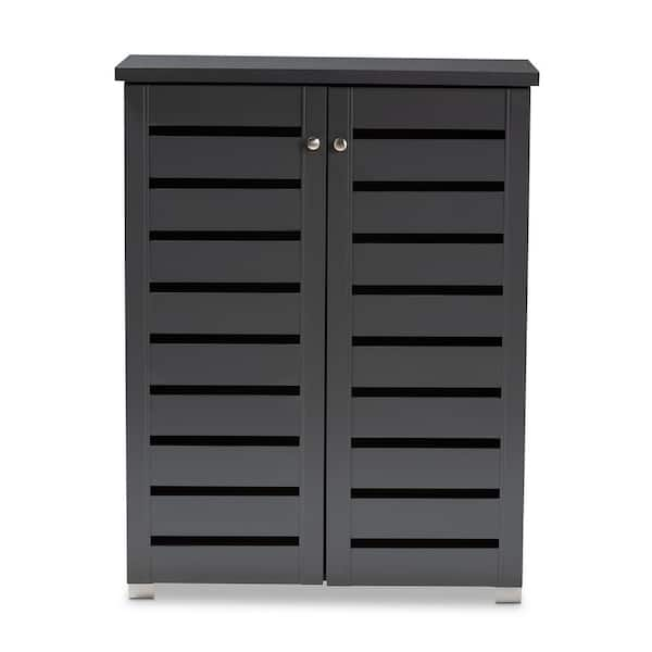 Baxton Studio 38.3 in. H x 30 in. W Gray Wood Shoe Storage Cabinet