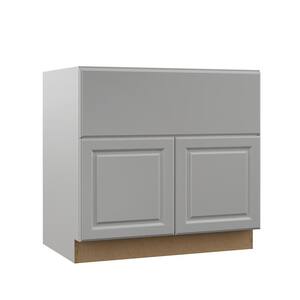 Designer Series Elgin Assembled 36x34.5x23.75 in. Farmhouse Apron-Front Sink Base Kitchen Cabinet in Heron Gray
