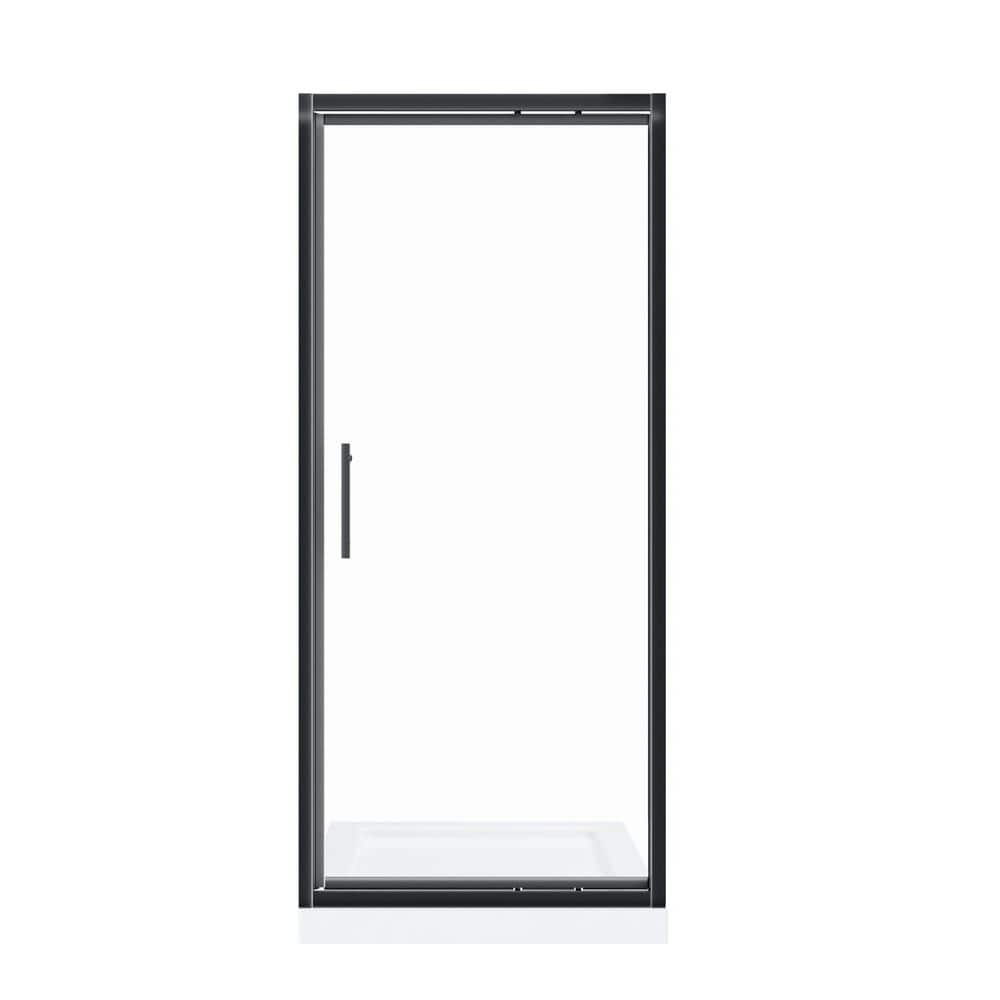 34 to 36 in. W x 76 in. H Space-Saving Inward Pivot Shower Door in Matte Black with Clear Tempered Glass price history on PriceWatchPro
