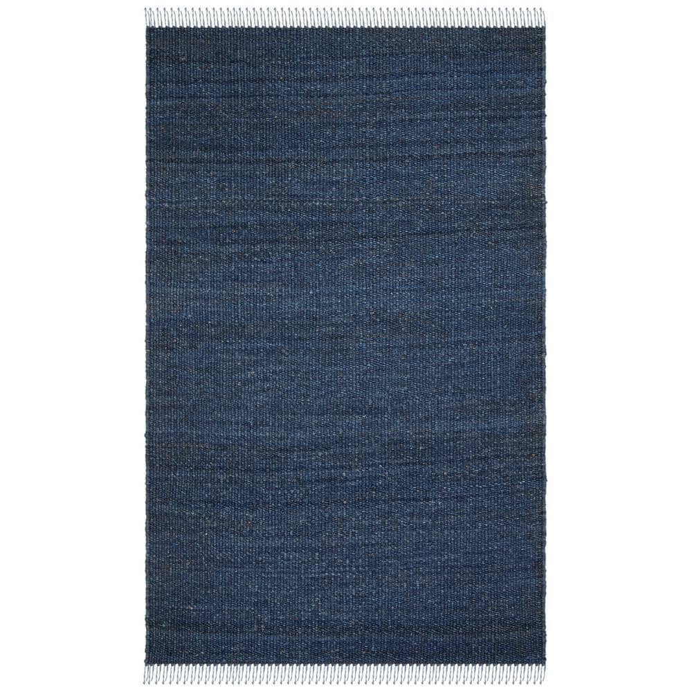 Navy Hand-Knotted Jute Area Rug, 4' x 6'
