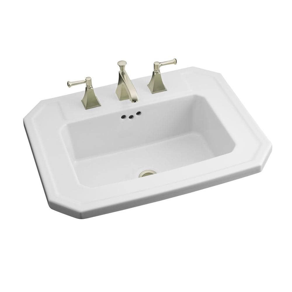 Kohler Kathryn Drop In Vitreous China Bathroom Sink In White With Overflow Drain K 2325 8 0 The Home Depot