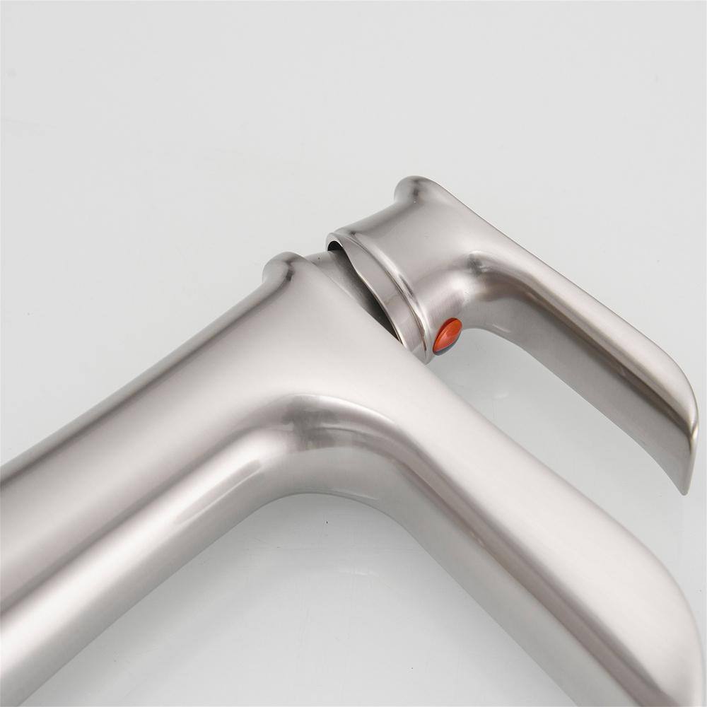 Brushed Nickel Single Handle Waterfall Bathroom Faucet with Pop-Up Drain