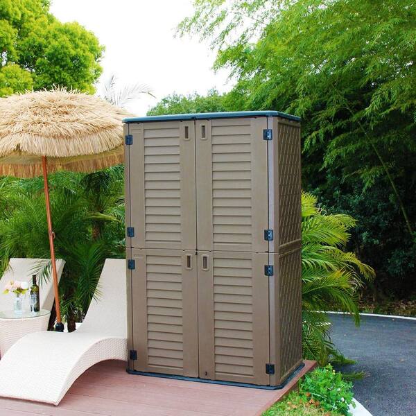 Clihome 4.2 ft. W x 2.5 ft. D Brown Outdoor Resin Storage Shed