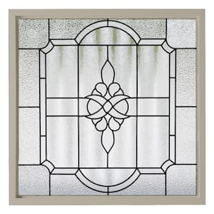 35.5 in. x 35.5 in. Victorian Private Elegance Decorative Glass Driftwood New Construction Frame Window Black Caming