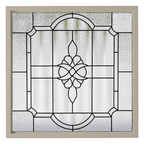 Hy-Lite 35.5 in. x 35.5 in. Victorian Private Elegance Decorative Glass Driftwood Replacement Frame Window Black Caming