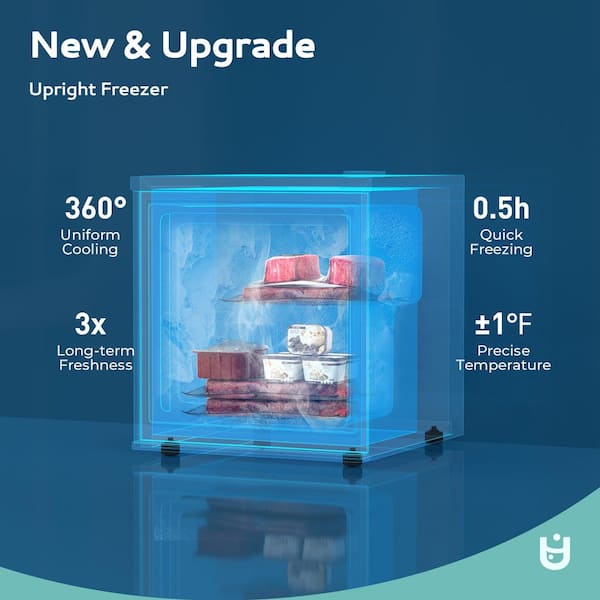 1.1 cu. ft. Single Door Upright Freezer with Reversible Door, Removable Shelves for Home/Dorms/Office in Black