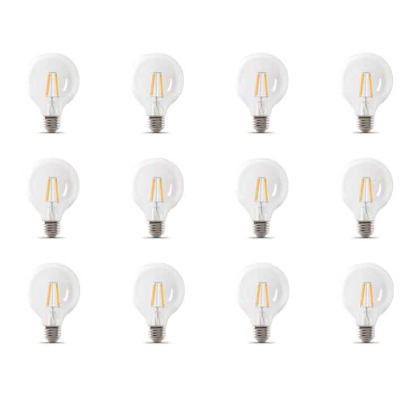 Feit Electric 40-Watt Equivalent G25 Globe Dimmable Filament Clear CEC Title 20 E26 LED Vintage Edison LIght Bulb, Daylight (12-Pack)