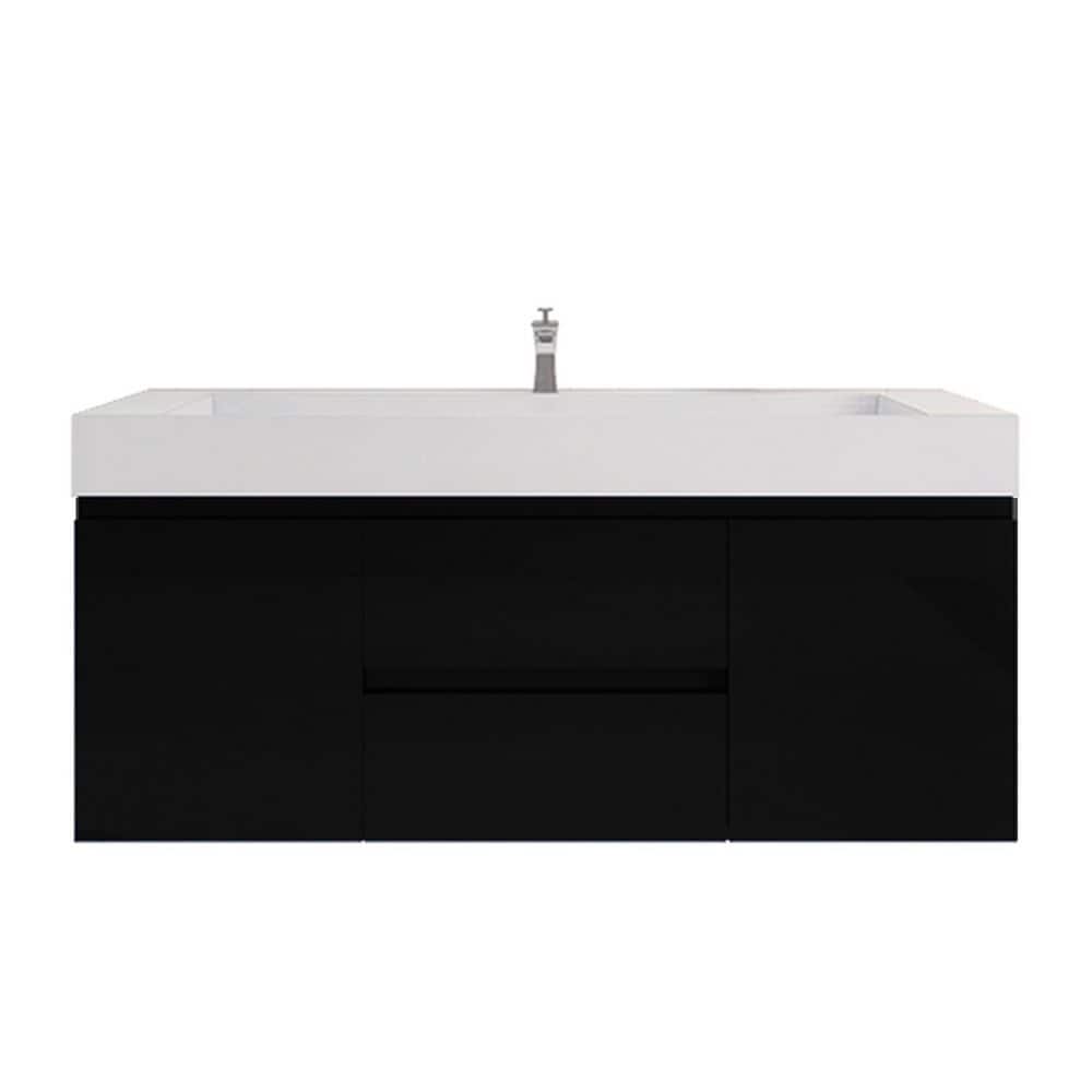 Monterey 59 in. W x 20 in. D x 26 in. H Single Sink Floating Bath Vanity in High Gloss Black with White Acrylic Top price history on PriceWatchPro