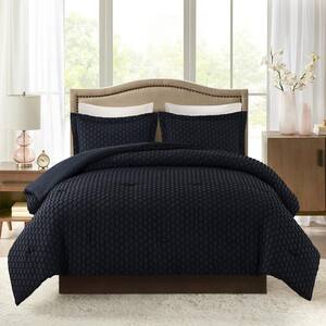 3-Piece Black Microfiber King Comforter Set