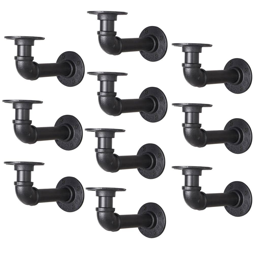 "10-Pack 6.7"" L Pipe Shelf Brackets, 3/4"" Iron, Fits 7-14"" Depth Boards" price history on PriceWatchPro