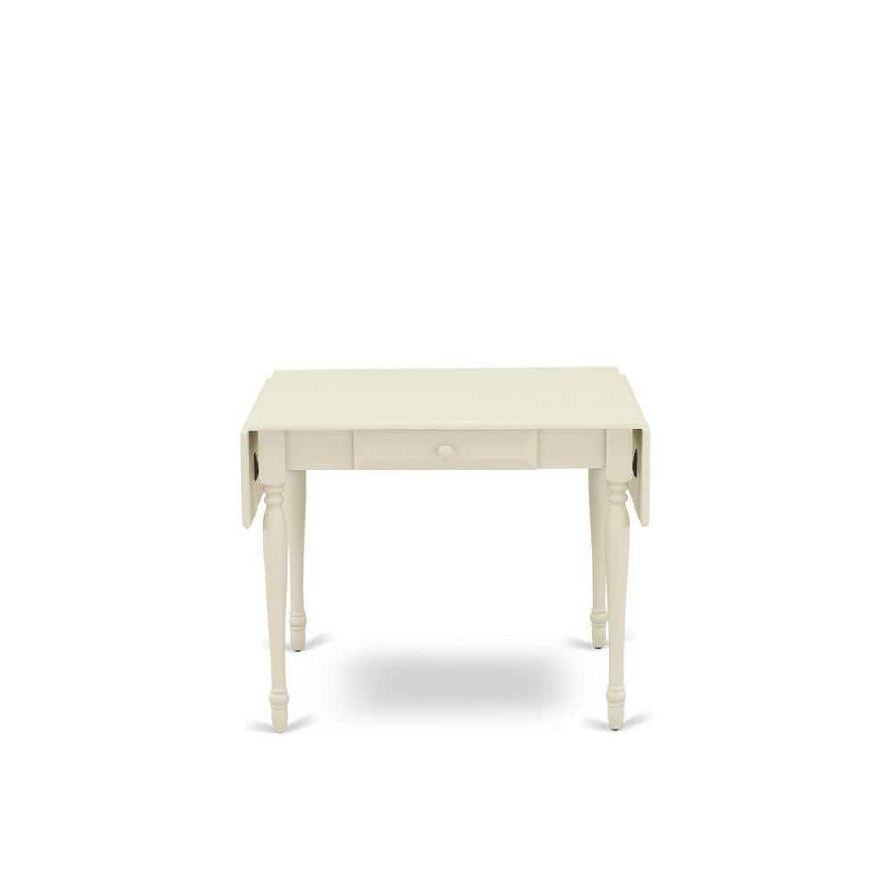 Linen White Rubberwood Dining Table Set with Beige Upholstered Chairs