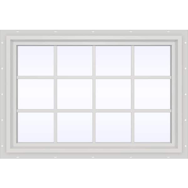 JELD-WEN 47.5 in. x 35.5 in. V-4500 Series White Vinyl Fixed Picture Window with Colonial Grids/Grilles