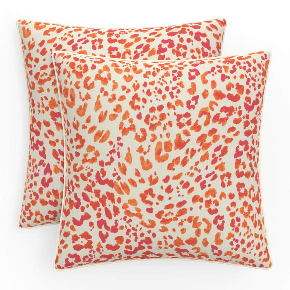 Pillow Perfect Abstract 18.5 in W x 5 in H Outdoor Large Throw Pillows 2-Count in Sunny Spot Papaya