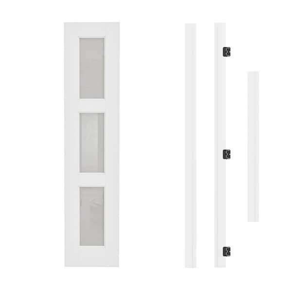 18 in. x 80 in. 3-Lite Frosted Glass Right Hand White Solid Core Assembly Required Single Interior Door