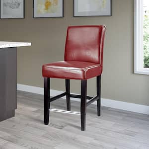 Antonio 25 in. Red Bonded Leather Bar Stool