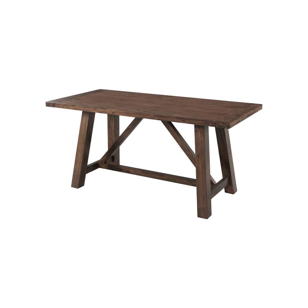 Rustic Walnut 6-Piece Dining Set with Bench and Chairs