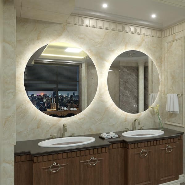 32 in. W x 32 in. H Round Frameless Super Bright LED Backlited Anti-Fog Wall Bathroom Vanity Mirror