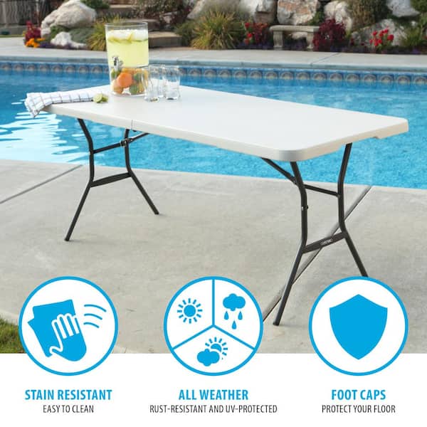 ホールディングテーブル Lifetime 72 in. White Plastic Portable Fold-in-Half Folding