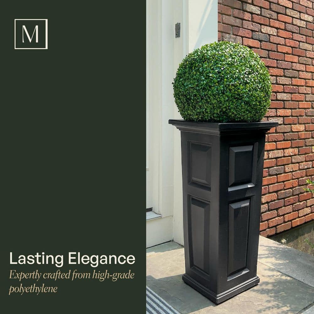 White Tall Resin Outdoor Planter with Self-Watering System