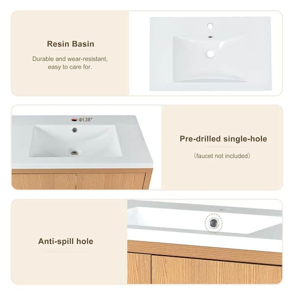 Zeus & Ruta Green 36 W x 18 D x 34 H Bathroom Vanity Bath Cabinet with  Sink Soft Closing Door 3 Drawers Solid Wood Frame WK-VAI-03 - The Home Depot