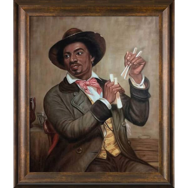 LA PASTICHE Bone Player by William Sidney Mount Modena Vintage Framed Typography Oil Painting Art Print 25 in. x 29 in.