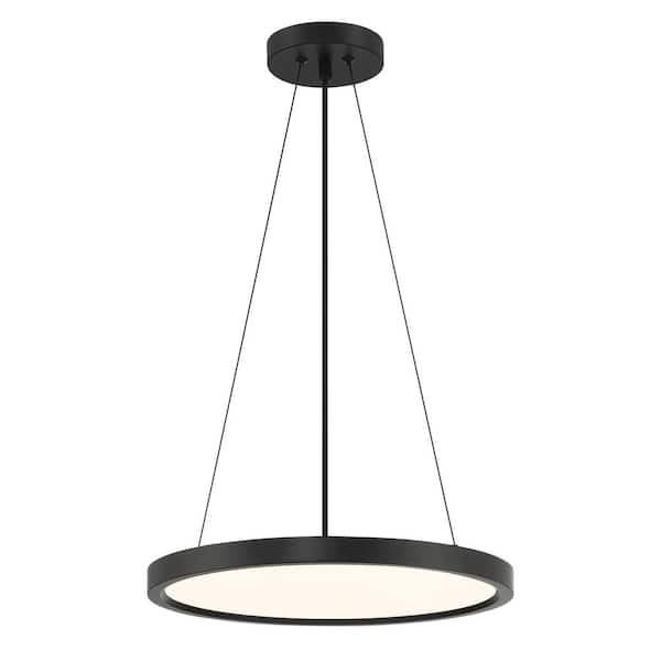 Minka Lavery Vantage 150-Watt Integrated LED Black Geometric Pendant with White Acrylic Diffuser