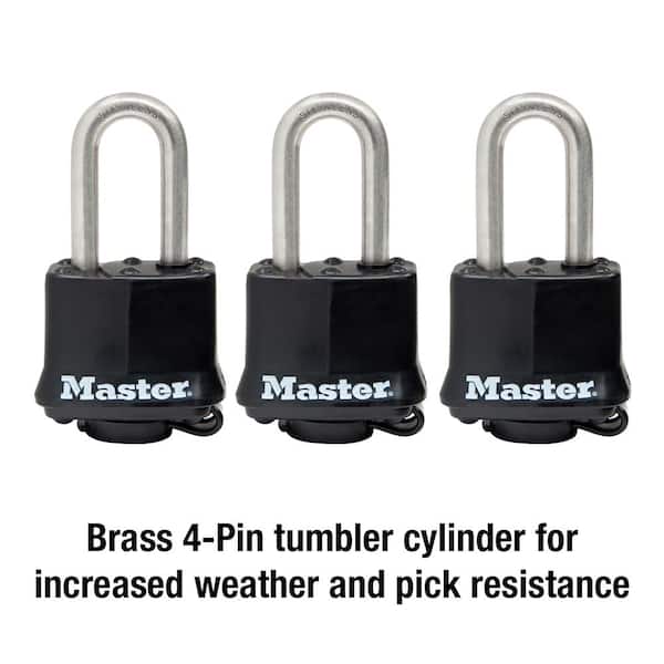 3 Pack Brass Padlock Keyed To Differ 40mm Multi Pin Tumbler Steel Shackle Lock