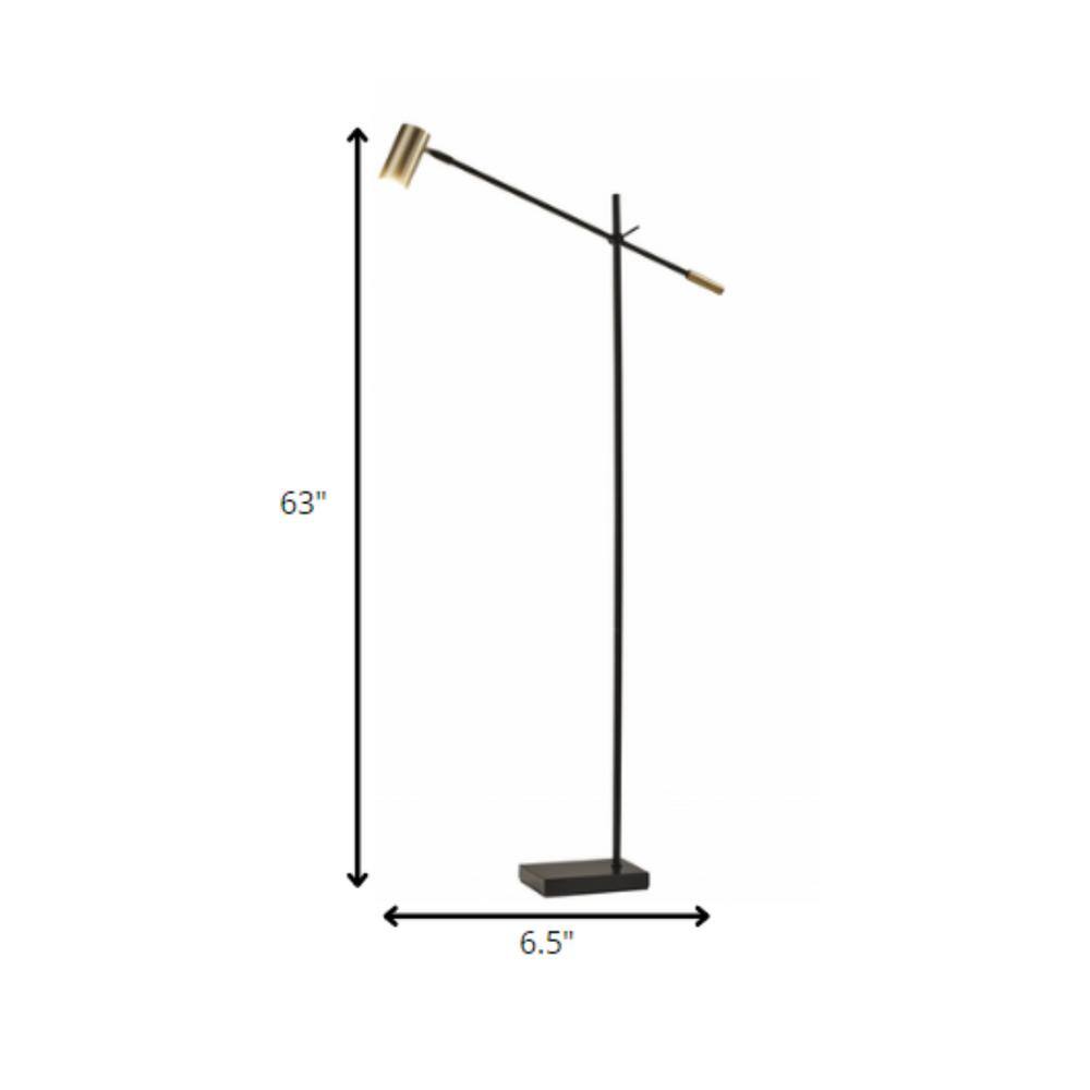Collette 58'' Adjustable Black & Antique Brass LED Task Floor Lamp