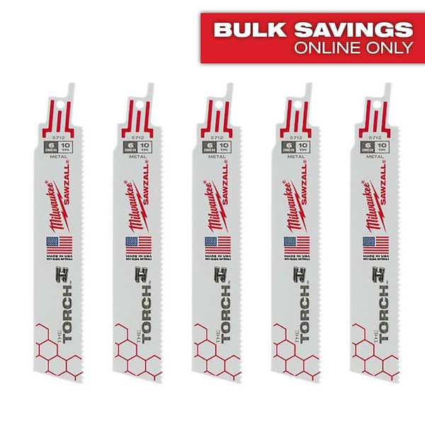 6 in. 10 TPI TORCH Thick Metal Cutting SAWZALL Reciprocating Saw Blades (5-Pack)