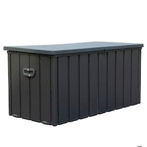 Outdoor Storage Box, 120 Gallon Wicker Patio Deck Boxes with Lid, Cushion Storage for Kids Toys, Pillow, Towel Dark Gray