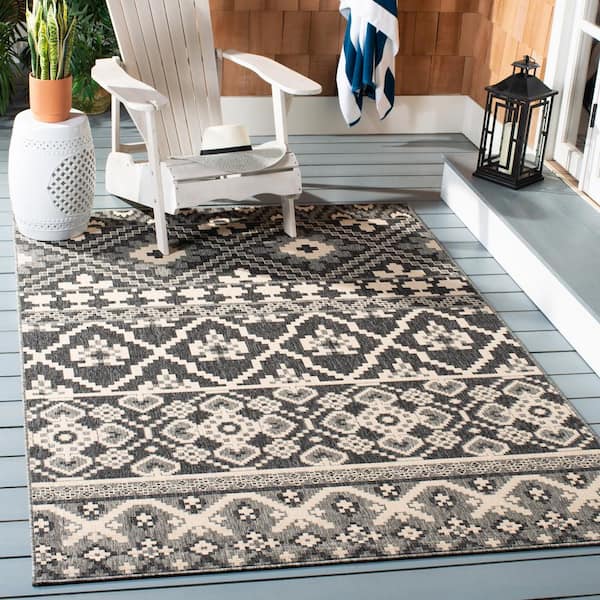 Veranda Gray/Beige 3 ft. x 5 ft. Tribal Aztec Indoor/Outdoor Area Rug