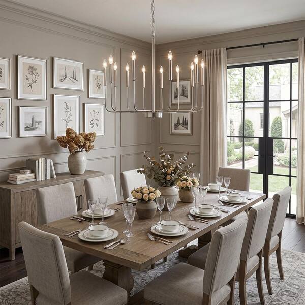 ZJVAIVE 12-Light Nickel Dimmable Farmhouse Candle Linear