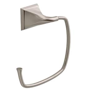 Everly Wall Mount Square Open Towel Ring Bath Hardware Accessory in Brushed Nickel